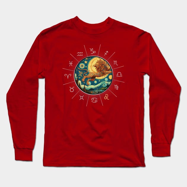 ZODIAC Leo - Astrological LEO - LEO - ZODIAC sign - Van Gogh style - 14 Long Sleeve T-Shirt by ArtProjectShop